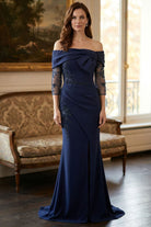 MGNY By Mori Lee 2070040 - Off Shoulder Applique Mermaid Evening Gown