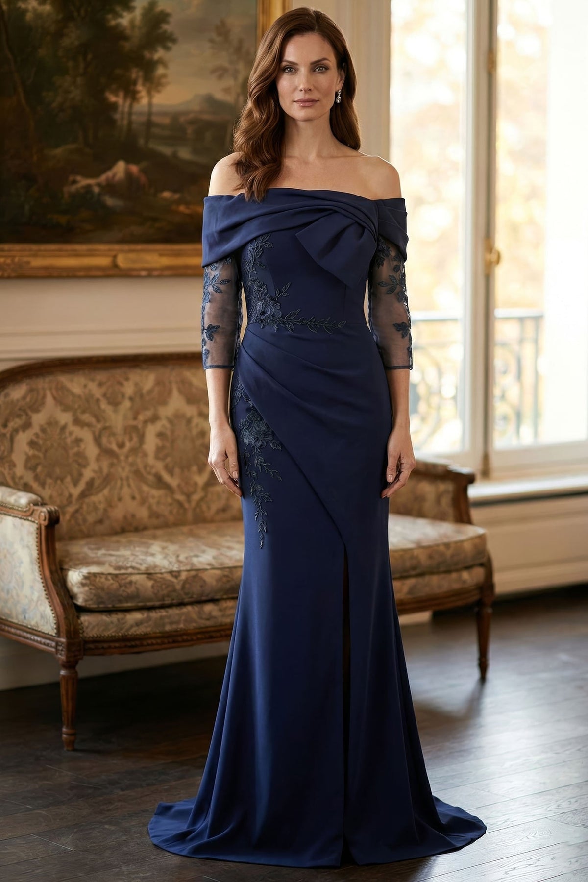MGNY By Mori Lee 2070040 - Off Shoulder Applique Mermaid Evening Gown