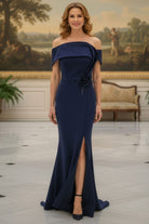 MGNY By Mori Lee 2070044 - 3D Floral Short Sleeve Crepe Evening Gown