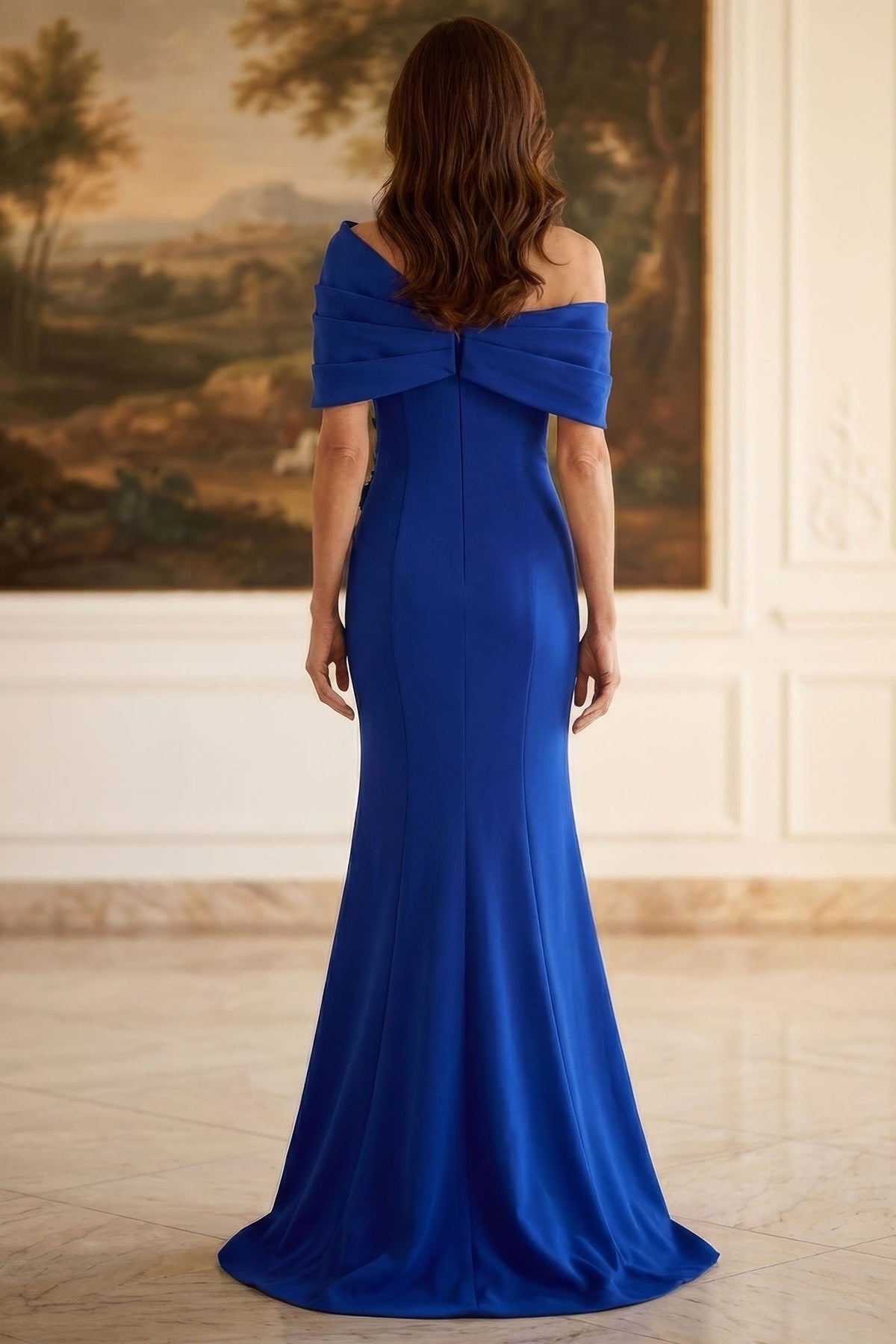 MGNY By Mori Lee 2070047 - Twisted Draped Sleeve Crepe Evening Gown