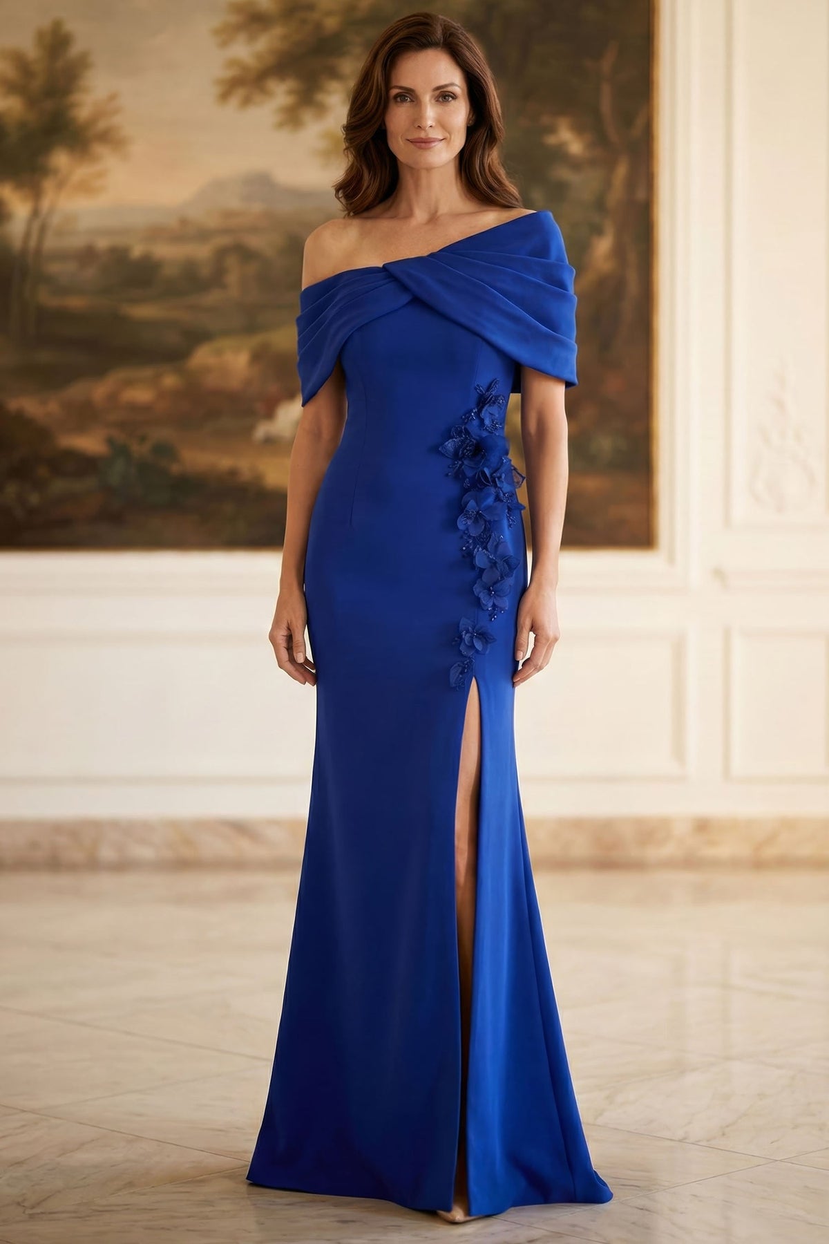 MGNY By Mori Lee 2070047 - Twisted Draped Sleeve Crepe Evening Gown