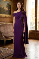 MGNY By Mori Lee 2070051 - Beaded Applique Cape Sleeve Evening Gown