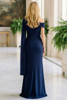 MGNY By Mori Lee 2070051 - Beaded Applique Cape Sleeve Evening Gown
