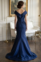 MGNY By Mori Lee 2070053 - Beaded Floral Surplice V-Neck Evening Gown