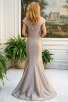 MGNY By Mori Lee 2070053 - Beaded Floral Surplice V-Neck Evening Gown