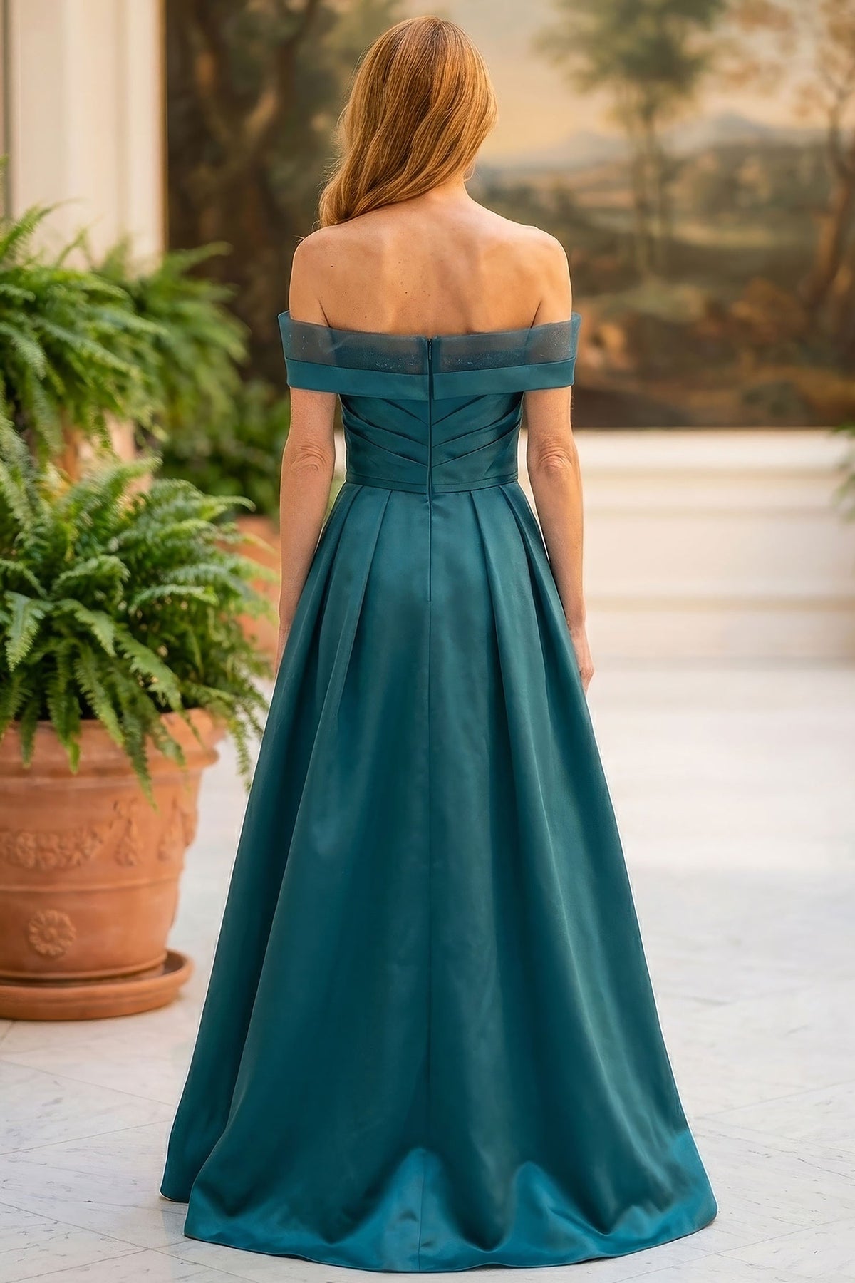 MGNY By Mori Lee 2070065 - Scoop Neck Mikado Pleated Evening Gown