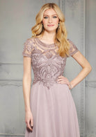 MGNY By Mori Lee - 71824 Embellished Bateau Chiffon A-line Dress