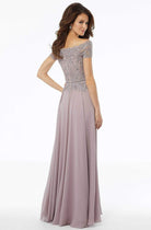 MGNY By Mori Lee - 72133 Off Shoulder Lace Appliqued Chiffon Dress