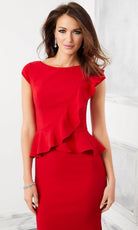 MGNY By Mori Lee 72307 - Ruffled Peplum Bateau Evening Gown