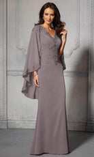 MGNY By Mori Lee 72401 - Embroidered V-Neck Evening Dress