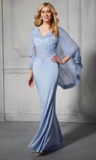 MGNY By Mori Lee 72401 - Embroidered V-Neck Evening Dress