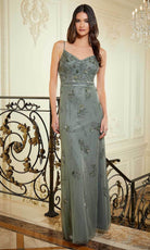 MGNY By Mori Lee 72807 - Embellished V-Neck Evening Gown