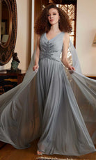 MGNY By Mori Lee 72818 - V-Neck Shimmer Mesh Evening Gown