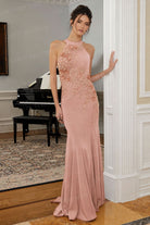 MGNY By Mori Lee 72828 - Floral Halter Evening Gown