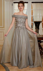 MGNY By Mori Lee 72833 - Off Shoulder Evening Gown With Cape