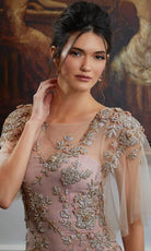 MGNY By Mori Lee 72837 - Floral Beaded Illusion Evening Gown