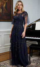 MGNY By Mori Lee 72837 - Floral Beaded Illusion Evening Gown