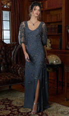 MGNY By Mori Lee 72844 - Puff Sleeve Beaded Evening Gown