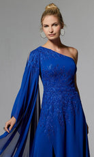 MGNY By Mori Lee 72904 - One Shoulder Chiffon Evening Dress