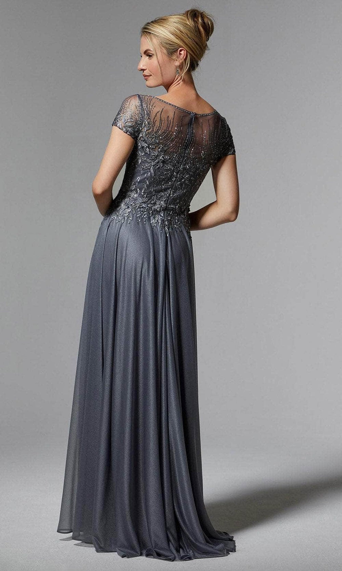 MGNY By Mori Lee 72905 - Short Sleeve Embroidered Evening Dress