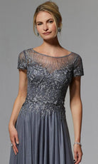 MGNY By Mori Lee 72905 - Short Sleeve Embroidered Evening Dress
