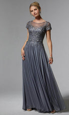 MGNY By Mori Lee 72905 - Short Sleeve Embroidered Evening Dress