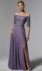 MGNY By Mori Lee 72907 - Beaded Off Shoulder Evening Dress