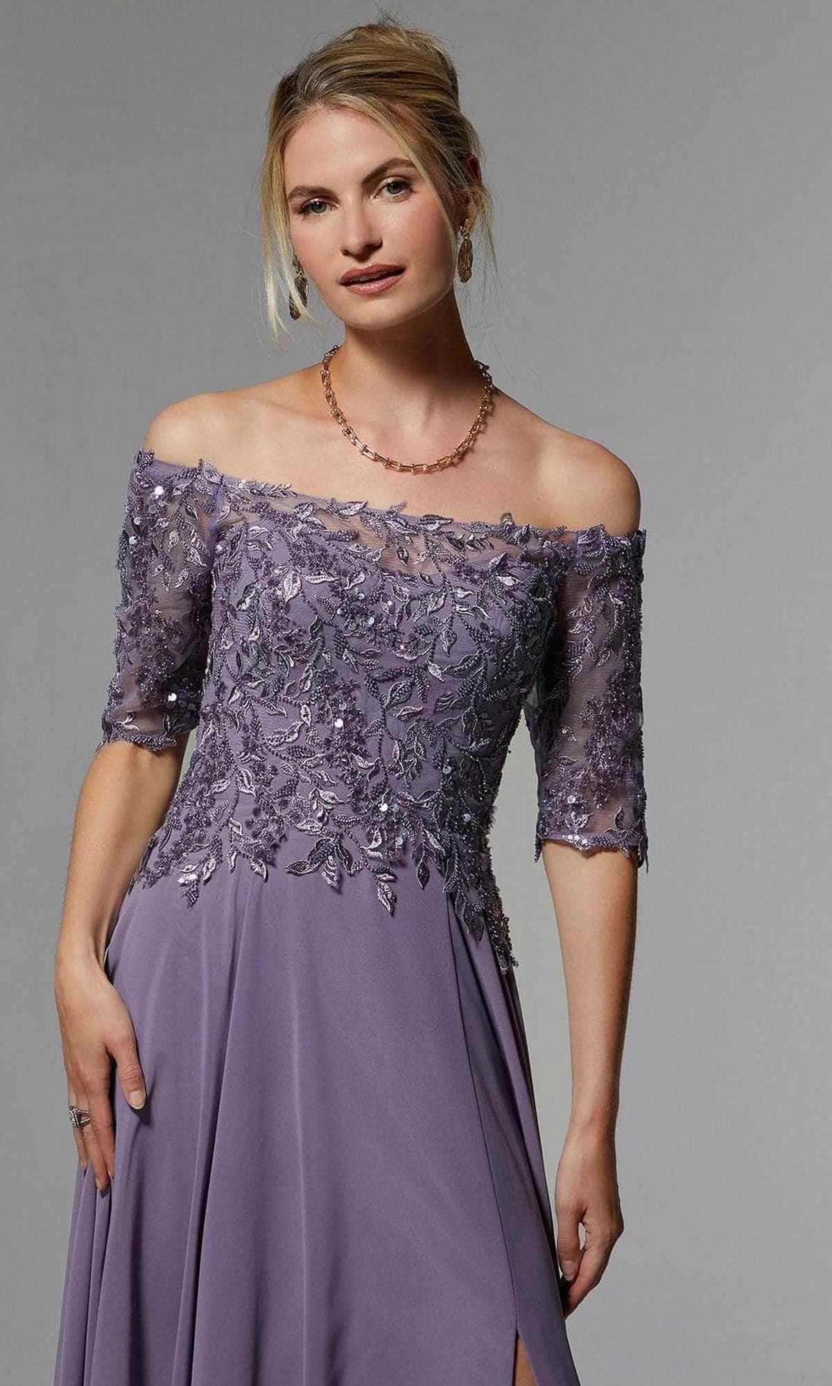 MGNY By Mori Lee 72907 - Beaded Off Shoulder Evening Dress