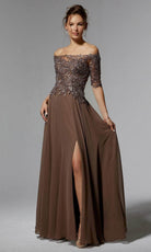 MGNY By Mori Lee 72907 - Beaded Off Shoulder Evening Dress