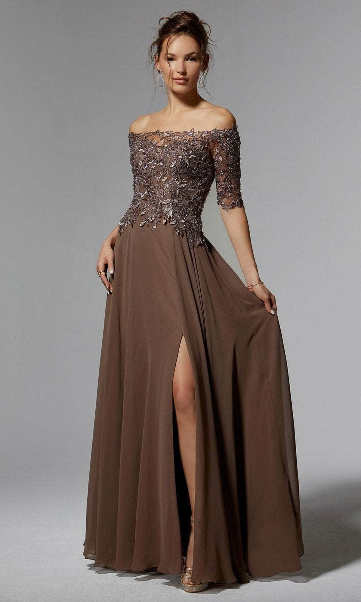 MGNY By Mori Lee 72907 - Beaded Off Shoulder Evening Dress