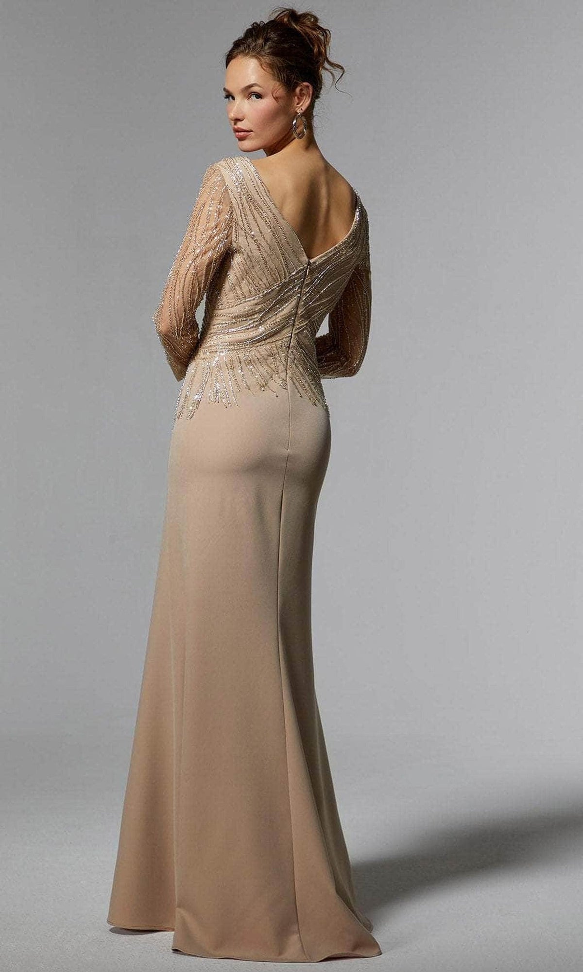 MGNY By Mori Lee 72916 - Beaded V-Neck Evening Dress