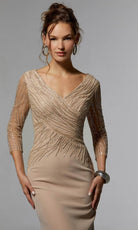 MGNY By Mori Lee 72916 - Beaded V-Neck Evening Dress