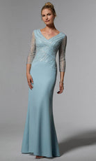 MGNY By Mori Lee 72916 - Beaded V-Neck Evening Dress