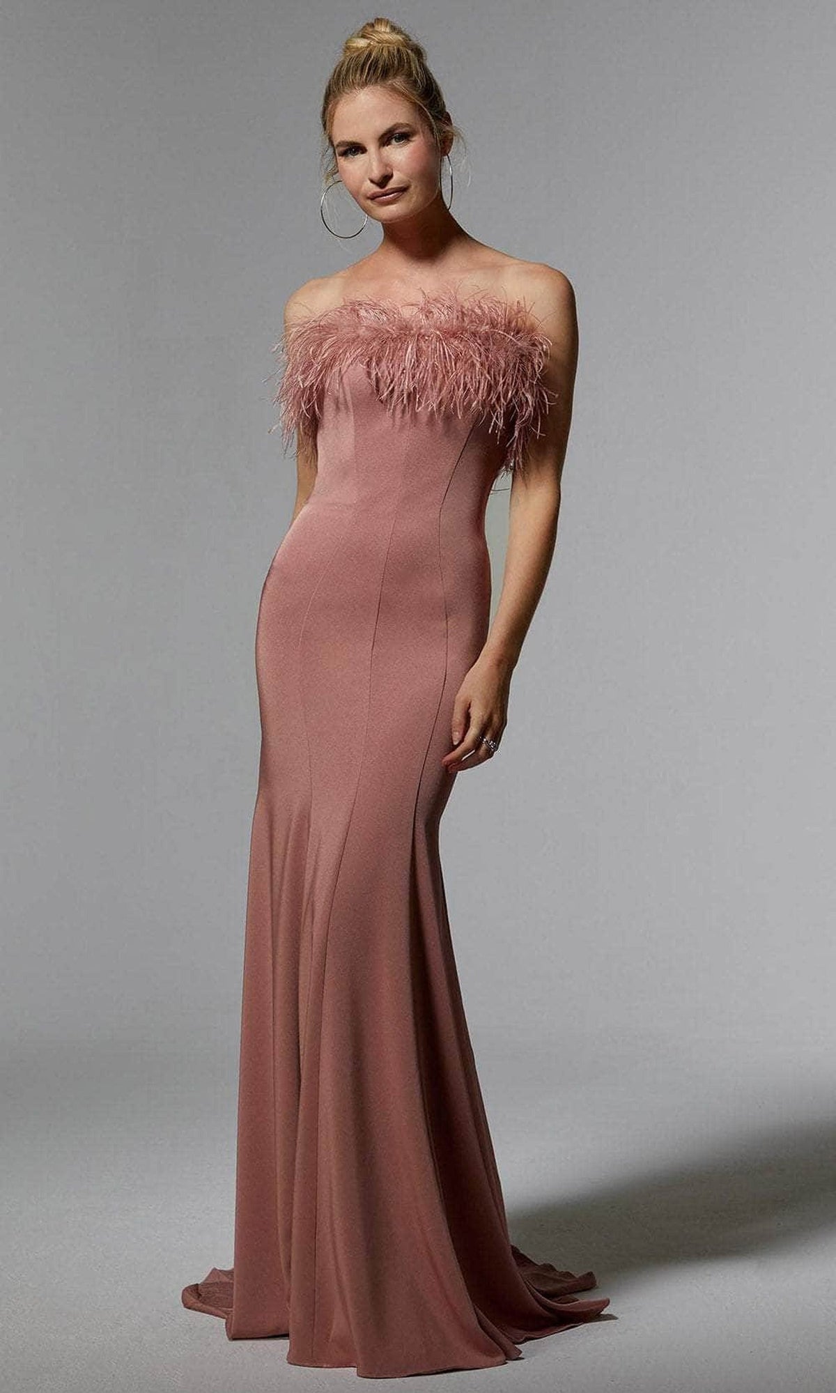 MGNY By Mori Lee 72923 - Feather Trimmed Evening Dress