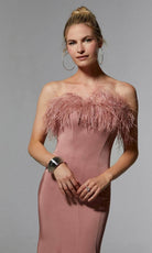 MGNY By Mori Lee 72923 - Feather Trimmed Evening Dress