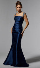 MGNY By Mori Lee 72925 - Bejeweled Satin Evening Gown