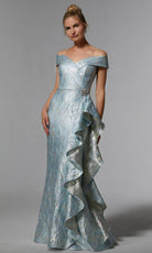 MGNY By Mori Lee 72926 - Metallic Jacquard Evening Dress