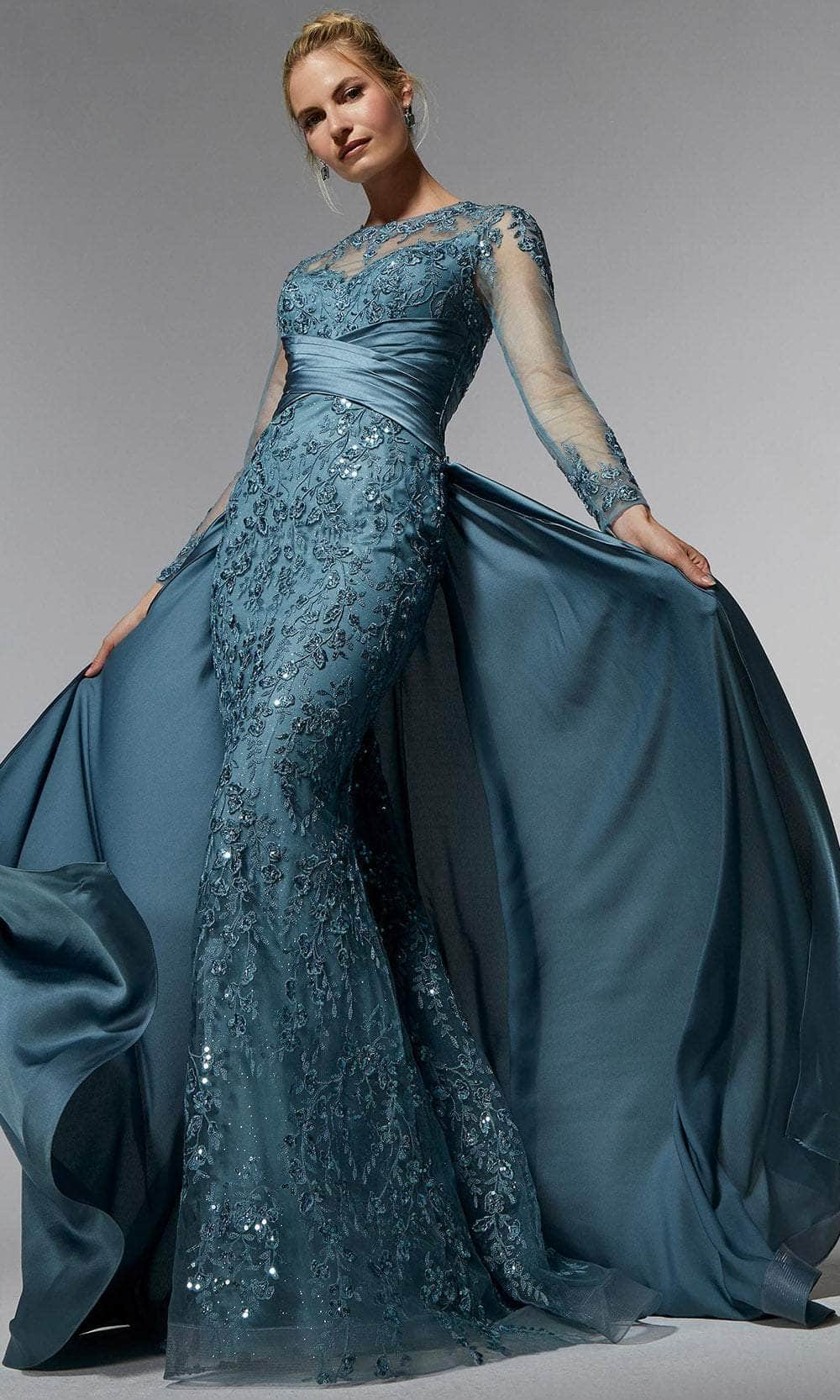 MGNY By Mori Lee 72937 - Embroidered Overskirt Evening Dress