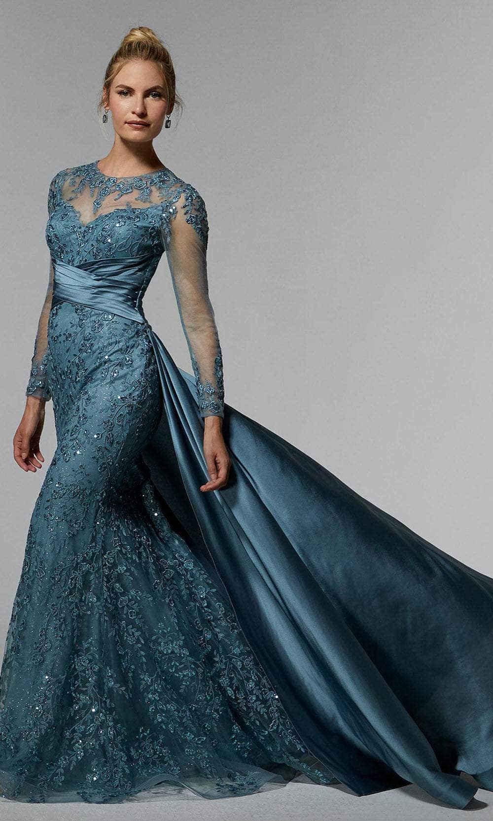 MGNY By Mori Lee 72937 - Embroidered Overskirt Evening Dress