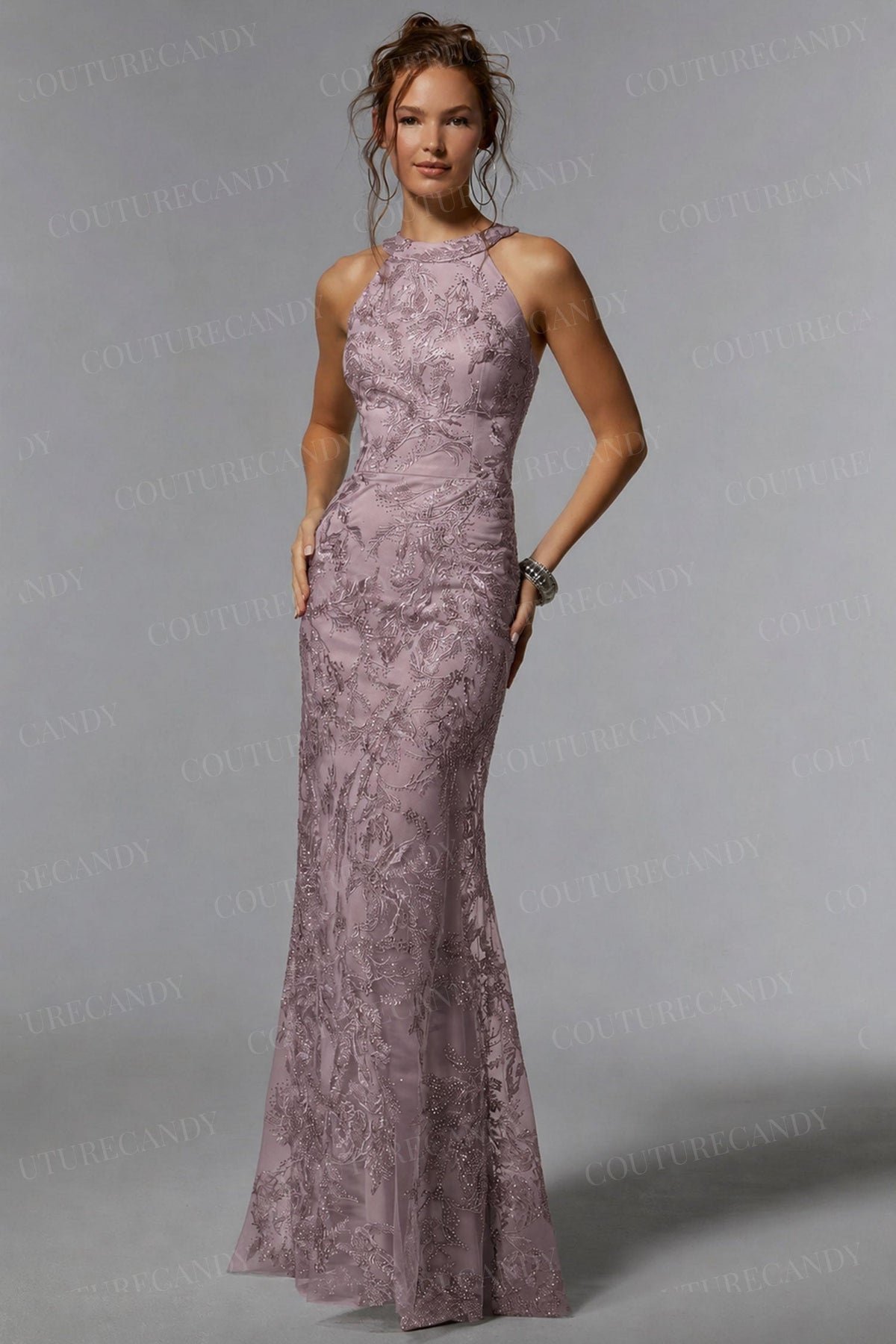 MGNY by Mori Lee 72939 - Halter Sheath Evening Dress