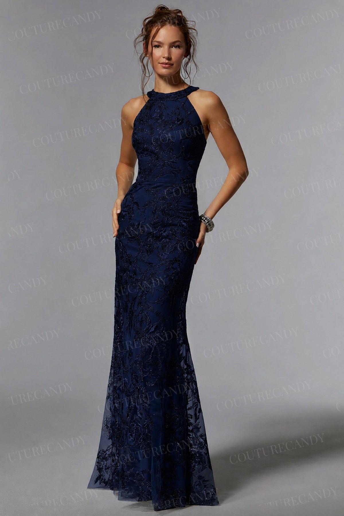 MGNY by Mori Lee 72939 - Halter Sheath Evening Dress