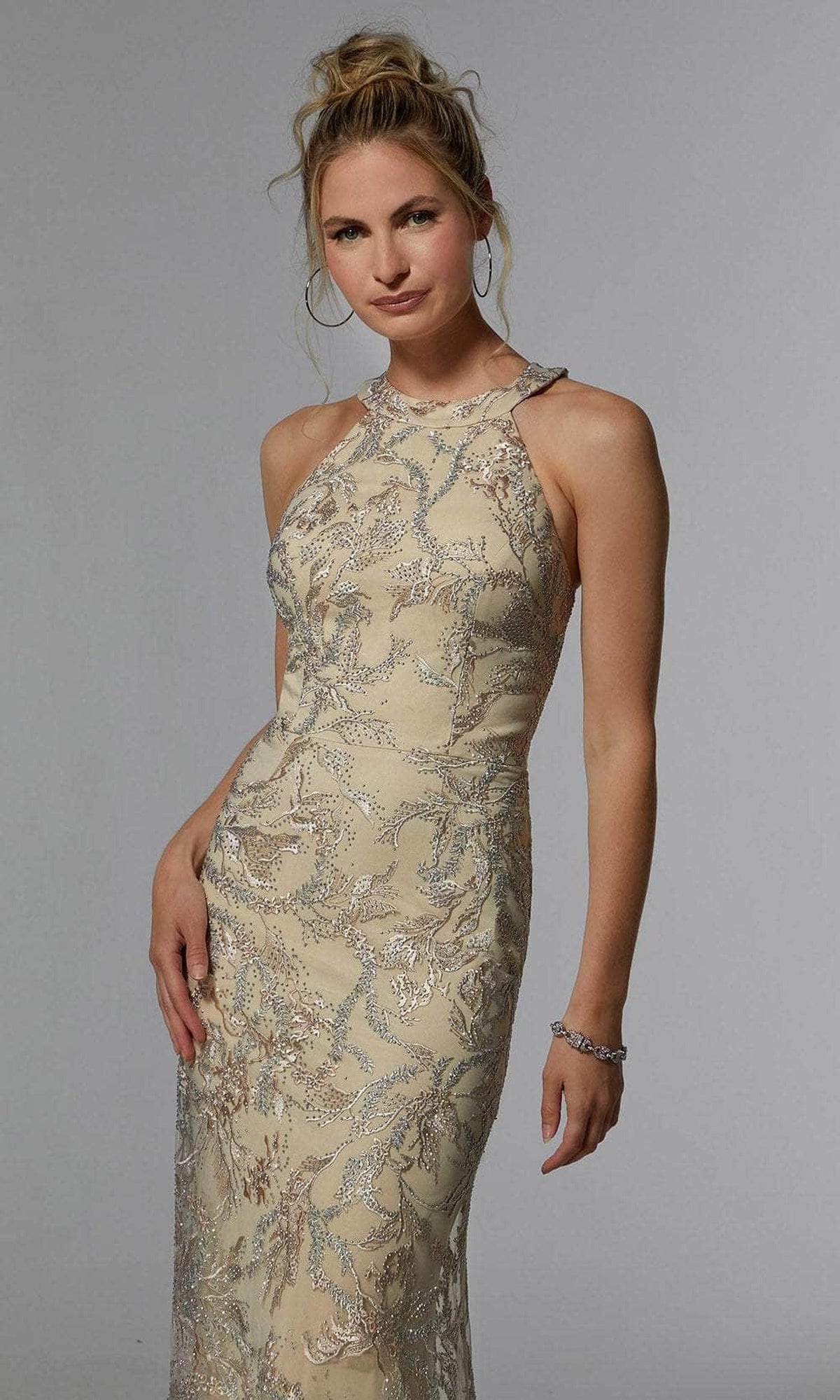 MGNY by Mori Lee 72939SC - Sleeveless Halter Neck Evening Dress
