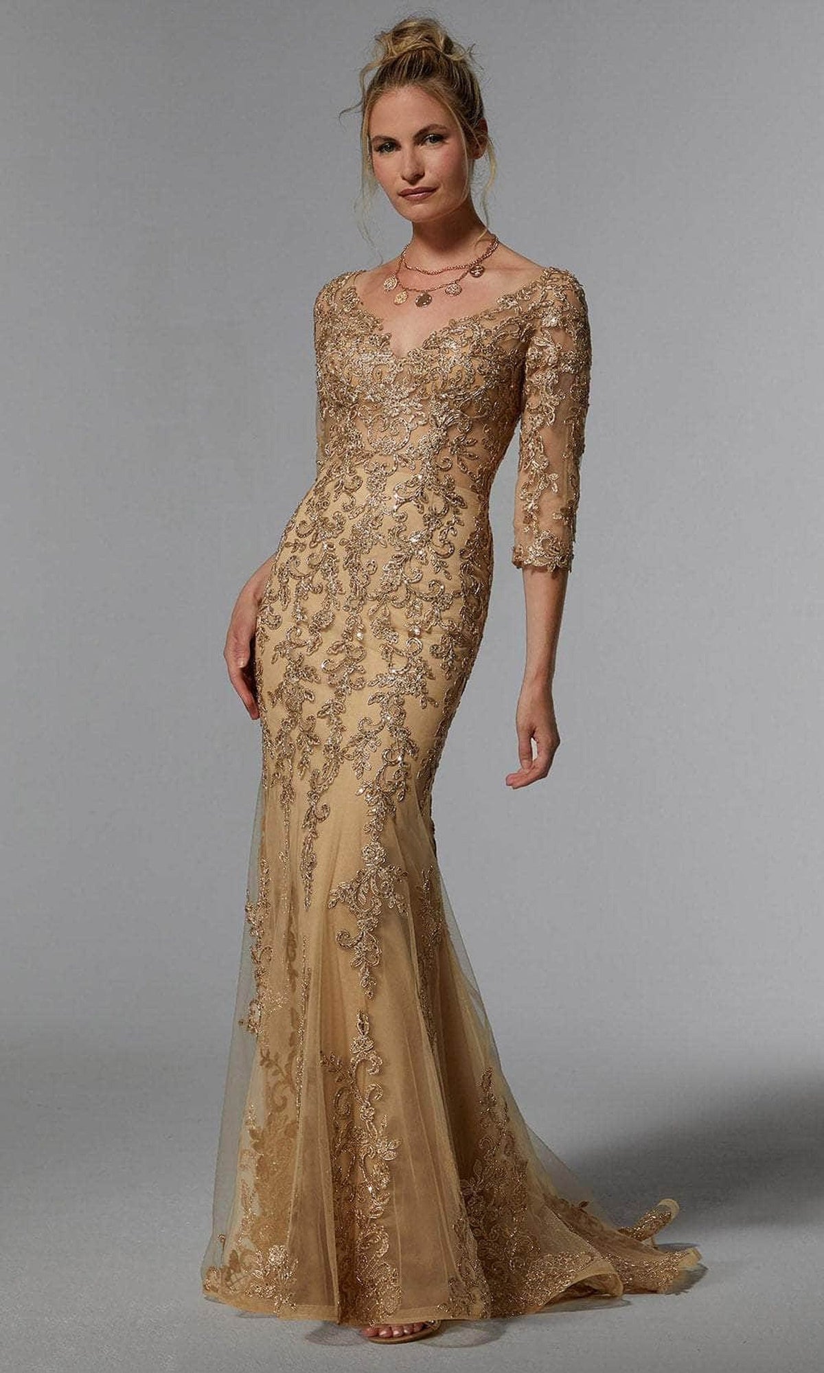 MGNY By Mori Lee 72940 - Frosted Lace Evening Dress