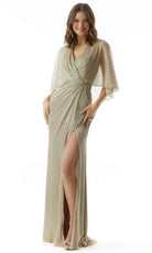 MGNY by Mori Lee 73004 - Flutter Sleeve Evening Dress with Slit