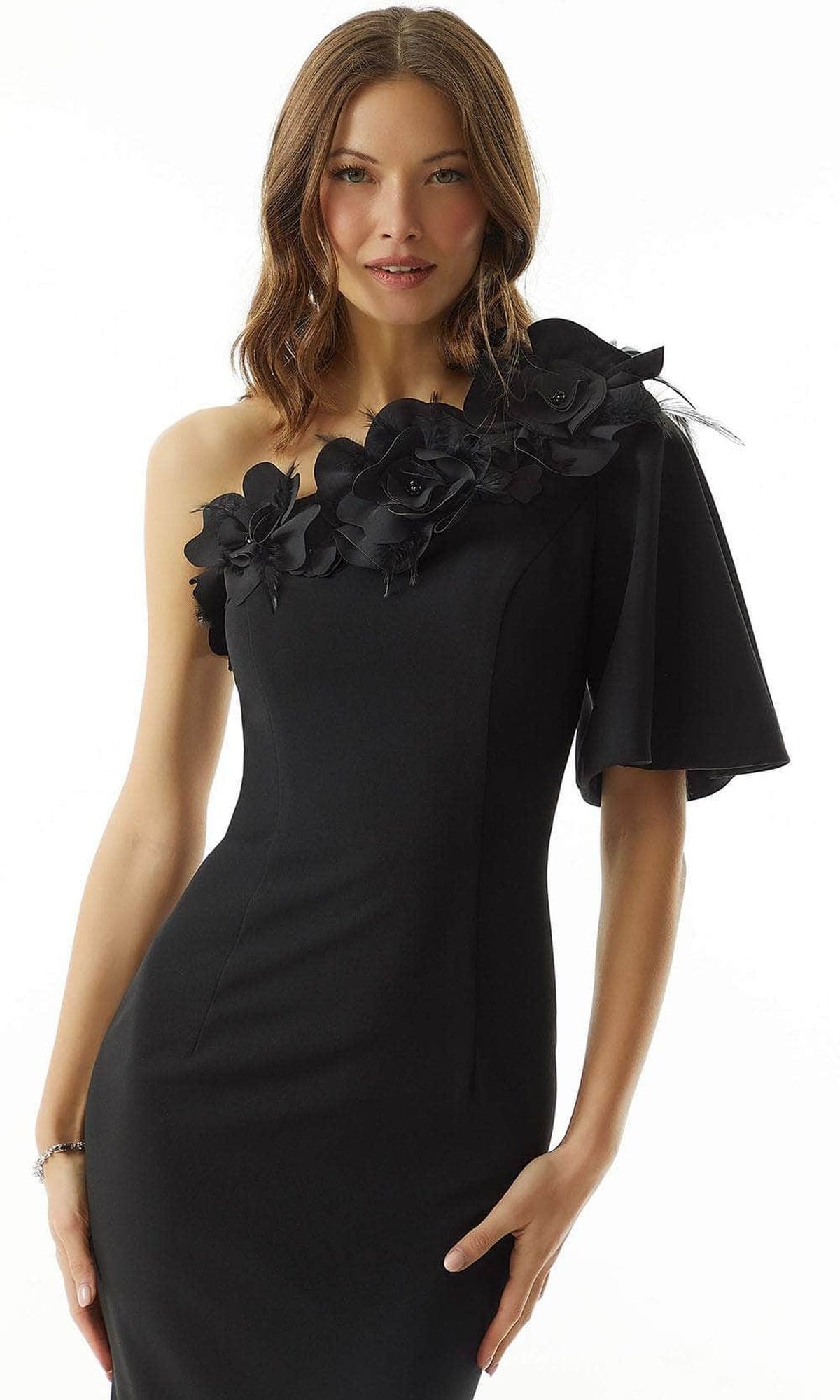 MGNY by Mori Lee 73009 - One Shoulder Applique Evening Dress