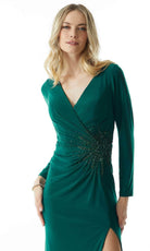 MGNY by Mori Lee 73010 - Long Sleeve V-Neck Evening Dress
