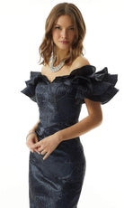 MGNY by Mori Lee 73013 - Ruffled Jacquard Evening Dress