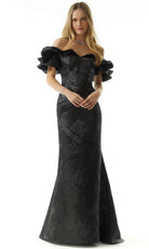 MGNY by Mori Lee 73013 - Ruffled Jacquard Evening Dress