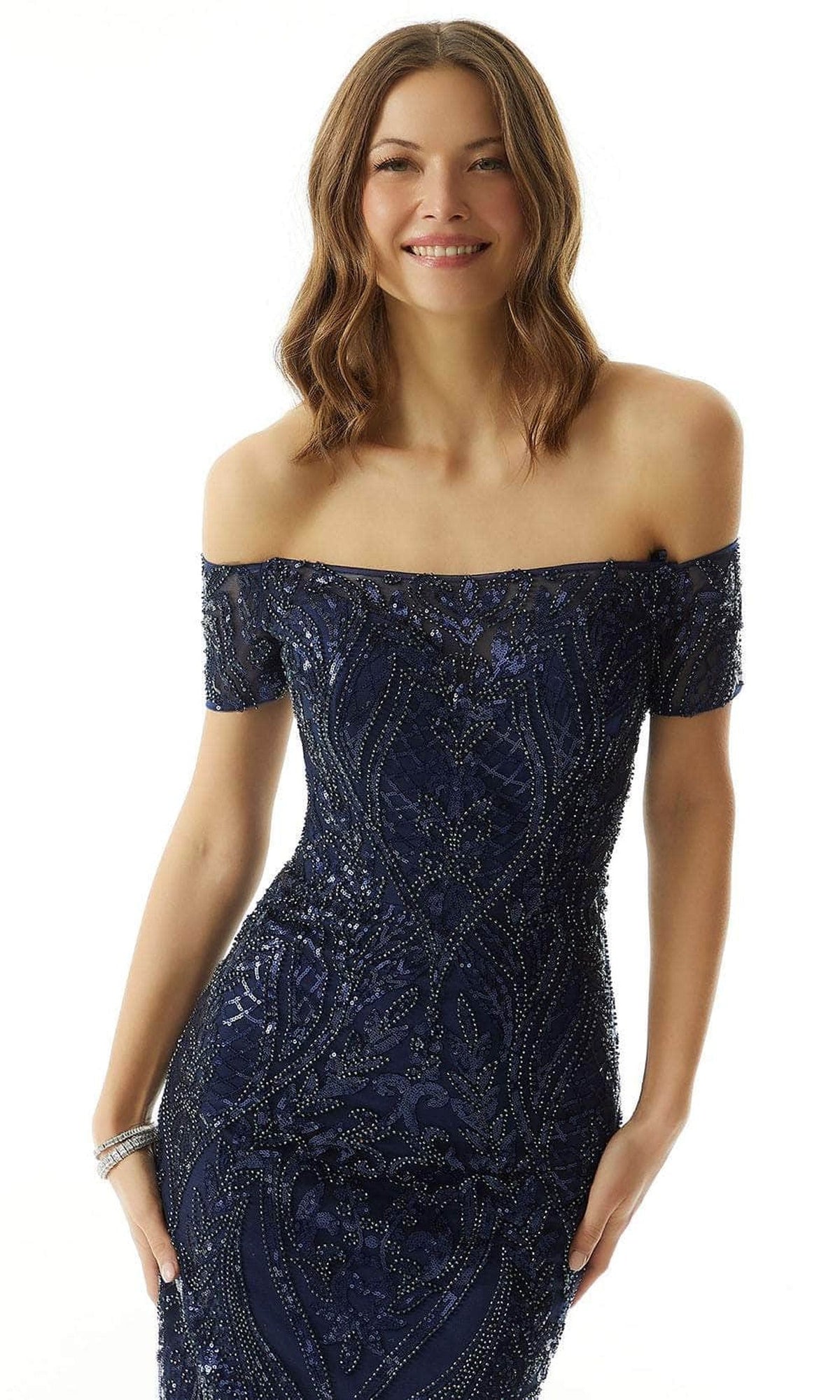 MGNY by Mori Lee 73014 - Off Shoulder Embellished Evening Dress
