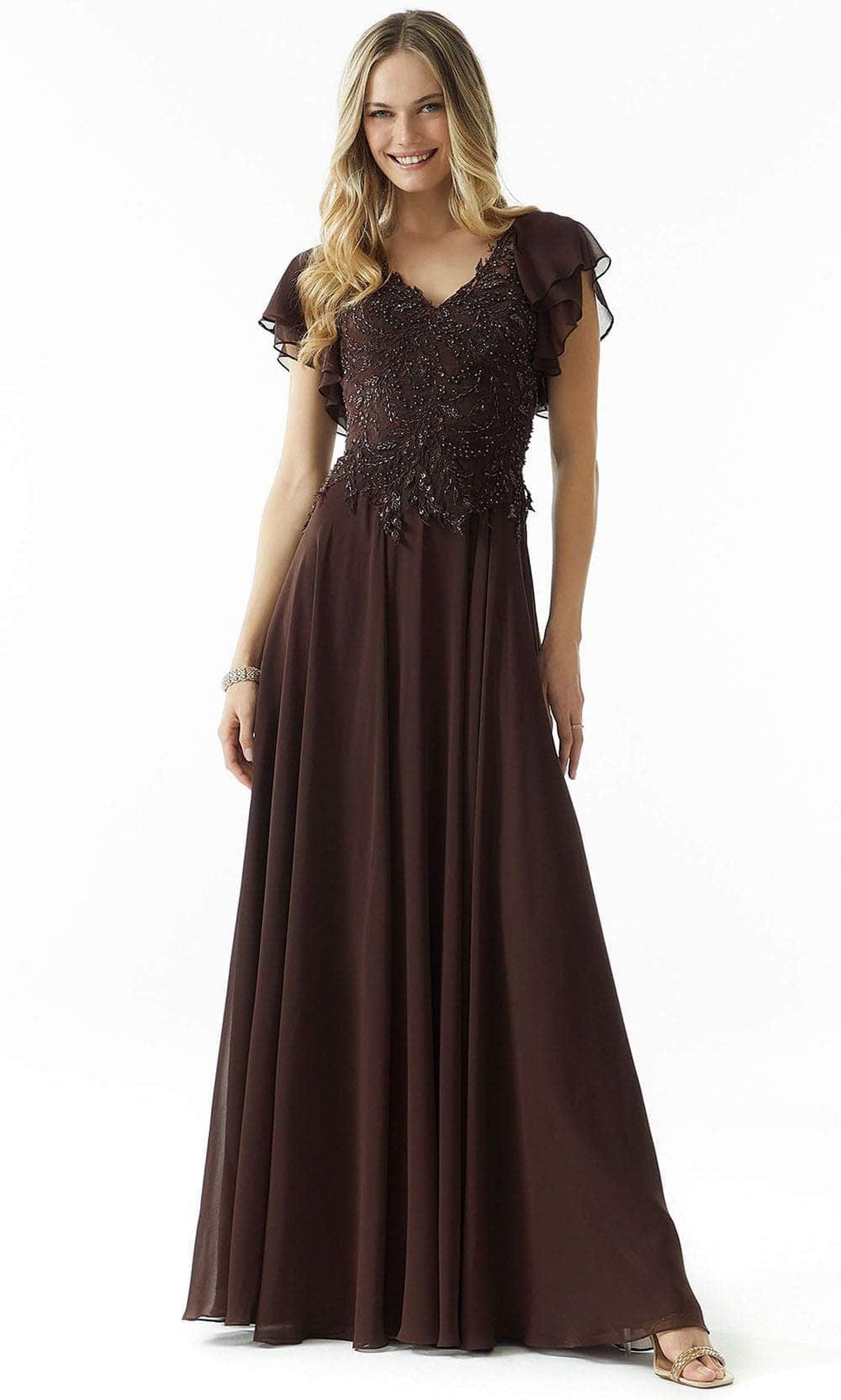 MGNY by Mori Lee 73016 - Flutter Sleeve Beaded Evening Dress